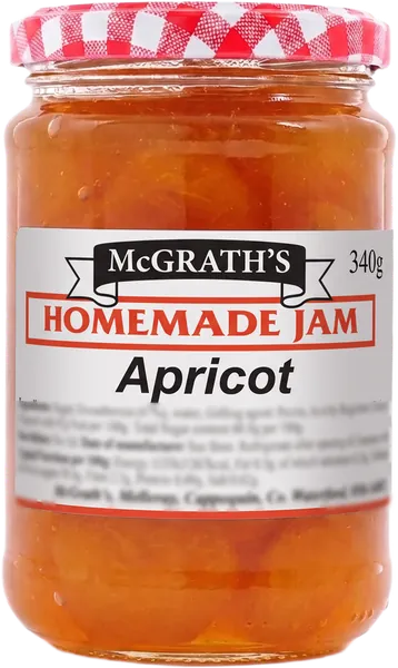 McGrath's Homemade Apricot Jam, 340g jar with red gingham lid