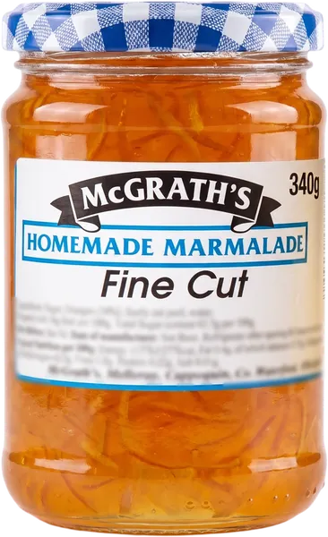 McGrath's Homemade Fine Cut Marmalade, 340g jar with blue gingham lid