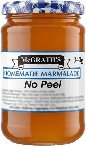 McGrath's Homemade No Peel Marmalade, 340g jar with blue gingham lid