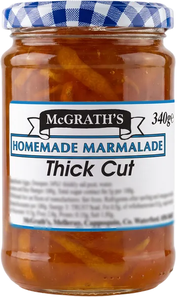McGrath's Homemade Thick Cut Marmalade, 340g jar with blue gingham lid